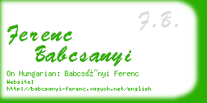 ferenc babcsanyi business card